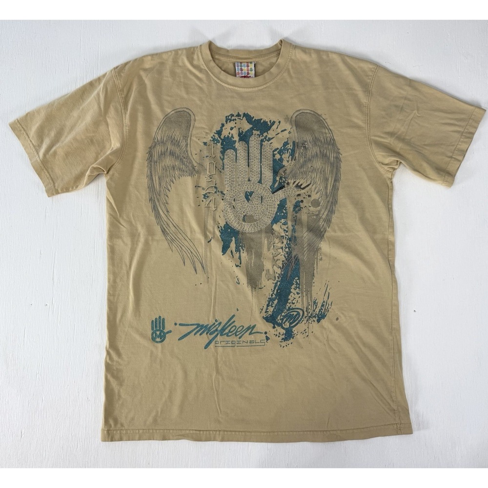 Vtg Miskeen Originals Mens XL Distressed SpellOut WINGS Short Sleeve T-Shirt USA